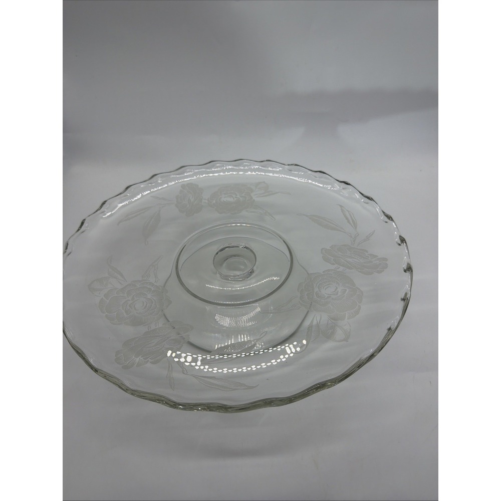 Fostoria Camellia Etched Rose Pattern‎ 12 1/8" Cake Stand
